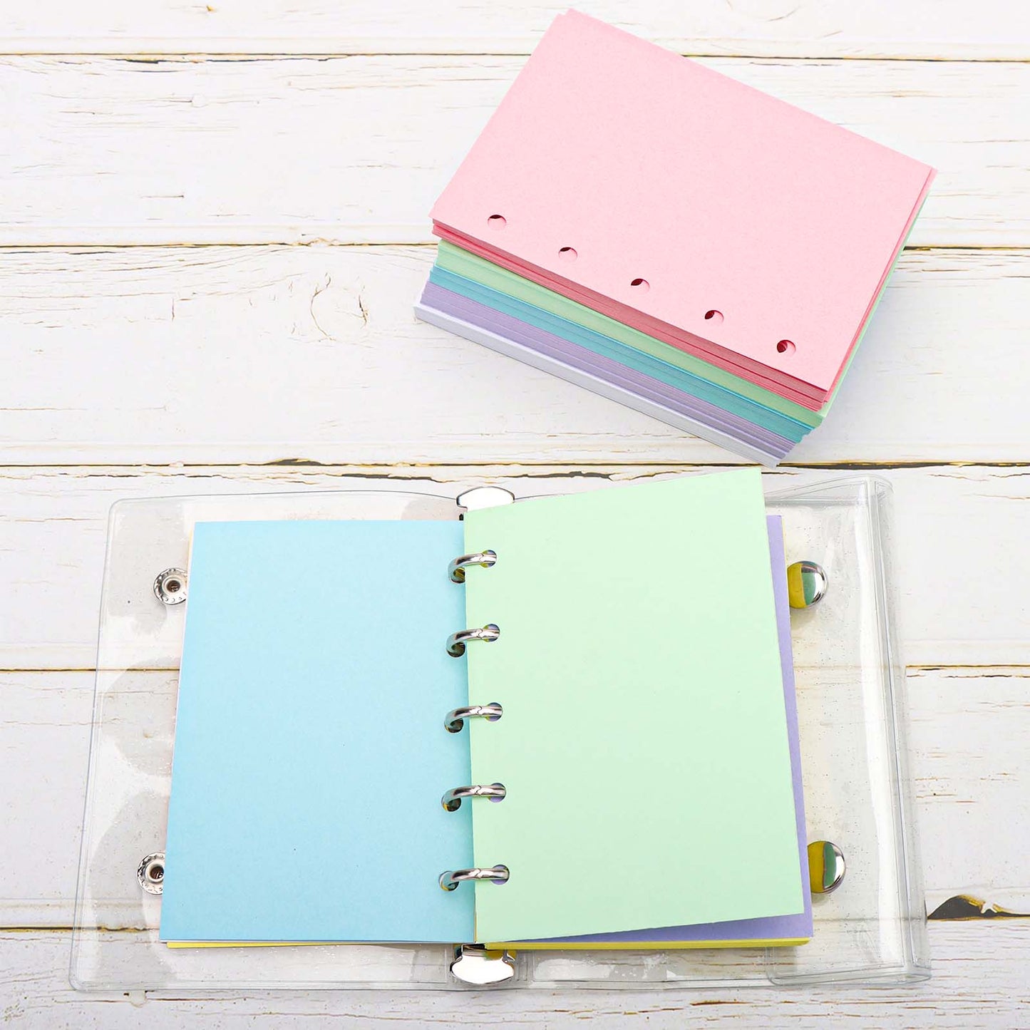 A8 Binder Paper Refill 300 Sheets Blank Filler Paper M5-5 Hole Memo Refills 6 Colors Loose Leaf Paper