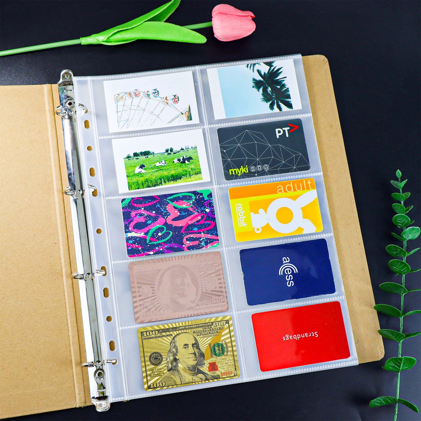 20pcs A4 Photocard Sleeves Clear PP Multi-Pocket Binder Sleeves Loose Leaf 11 Holes Binder Pockets Photo Card Protectors