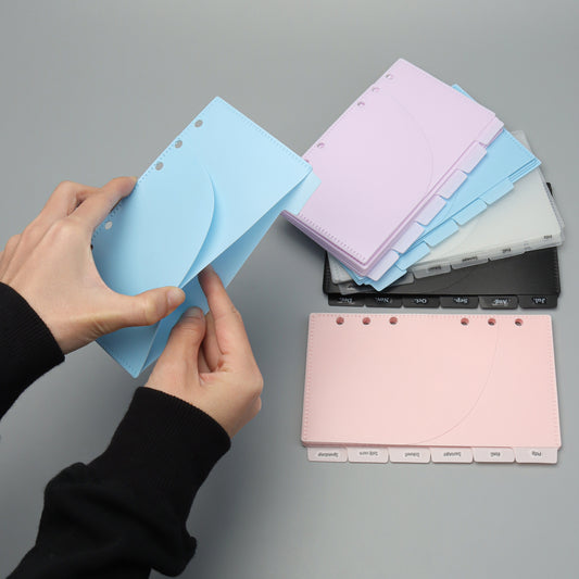 A6-Doppeltaschen, 6 Register, PP-Geldumschläge, Trennblätter