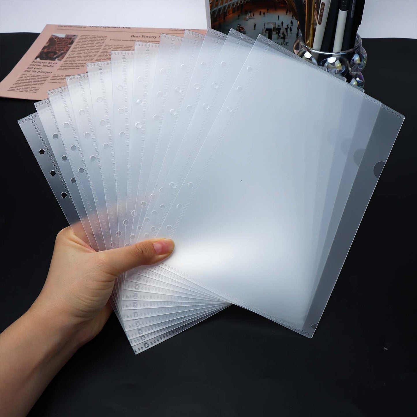 A5 A6 A7 Cash Envelopes 12pcs Frosted Translucent PP Budget Envelopes Loose Leaf 6 Holes Binder Pockets