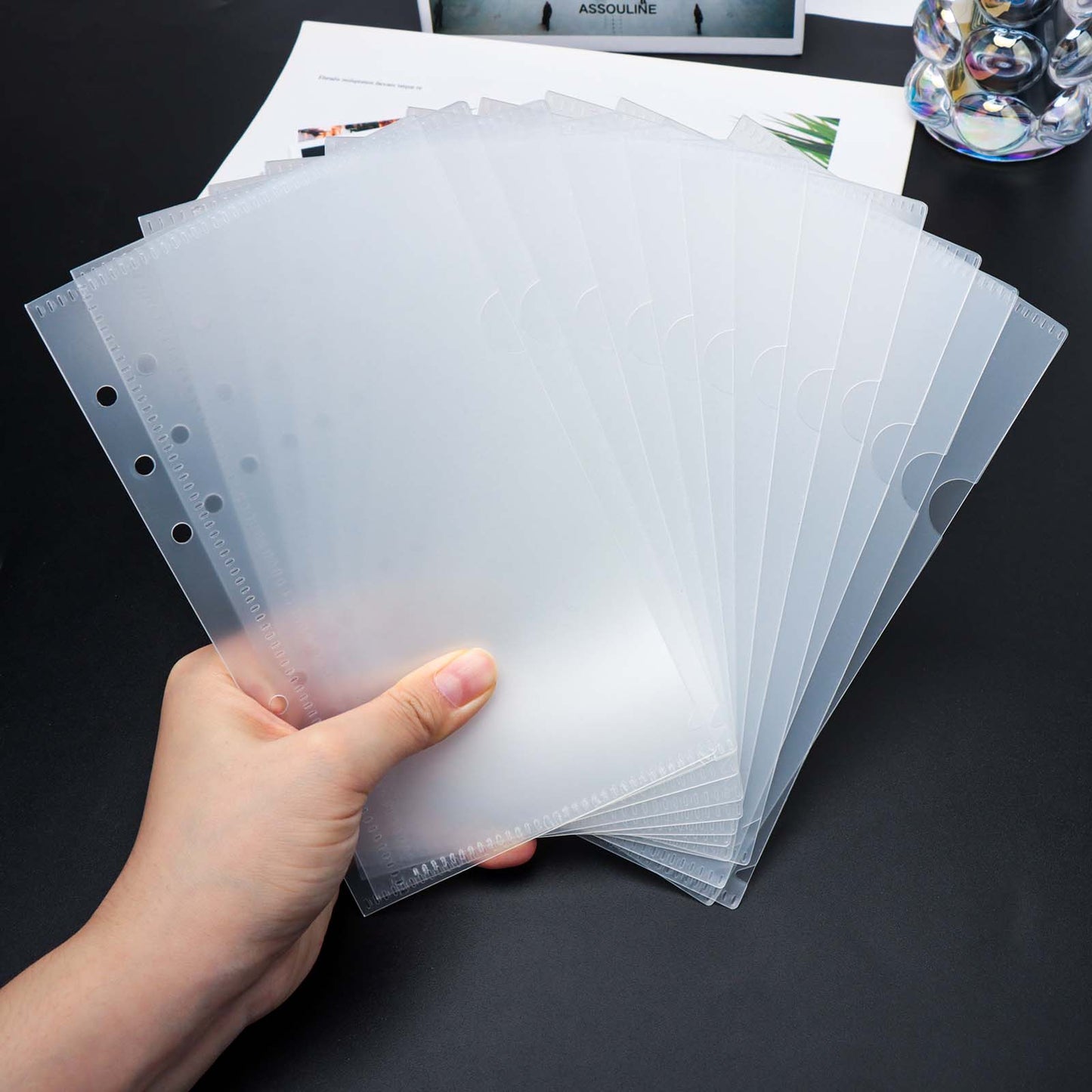 A5 A6 A7 Cash Envelopes 12pcs Frosted Translucent PP Budget Envelopes Loose Leaf 6 Holes Binder Pockets