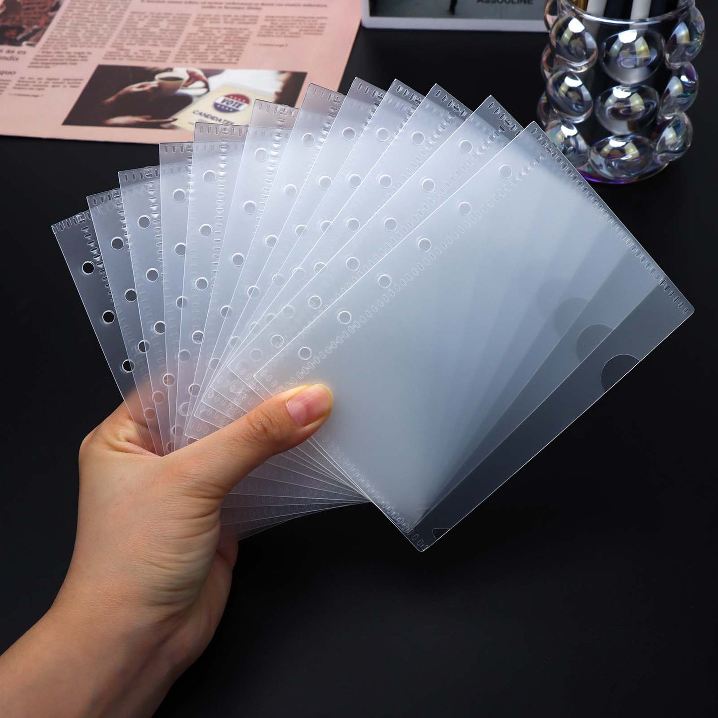 A5 A6 A7 Cash Envelopes 12pcs Frosted Translucent PP Budget Envelopes Loose Leaf 6 Holes Binder Pockets
