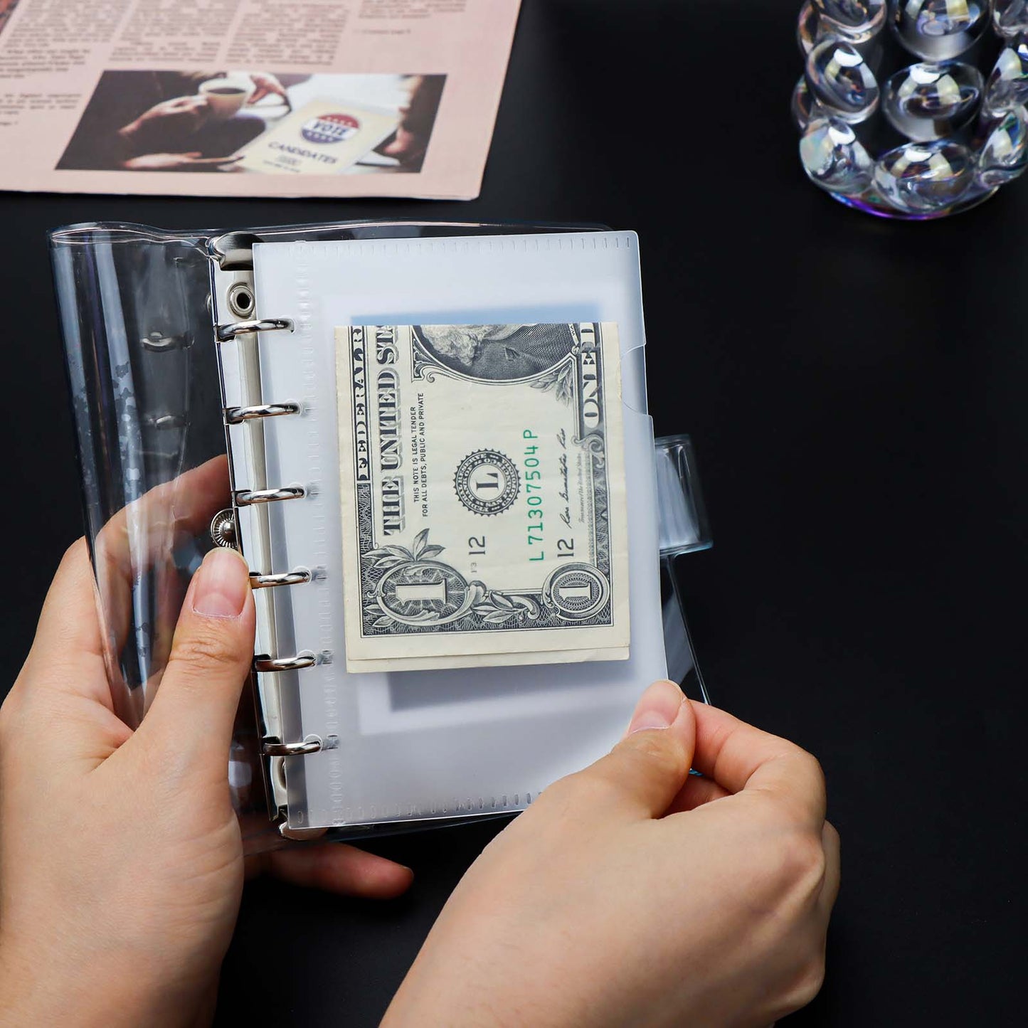 A5 A6 A7 Cash Envelopes 12pcs Frosted Translucent PP Budget Envelopes Loose Leaf 6 Holes Binder Pockets