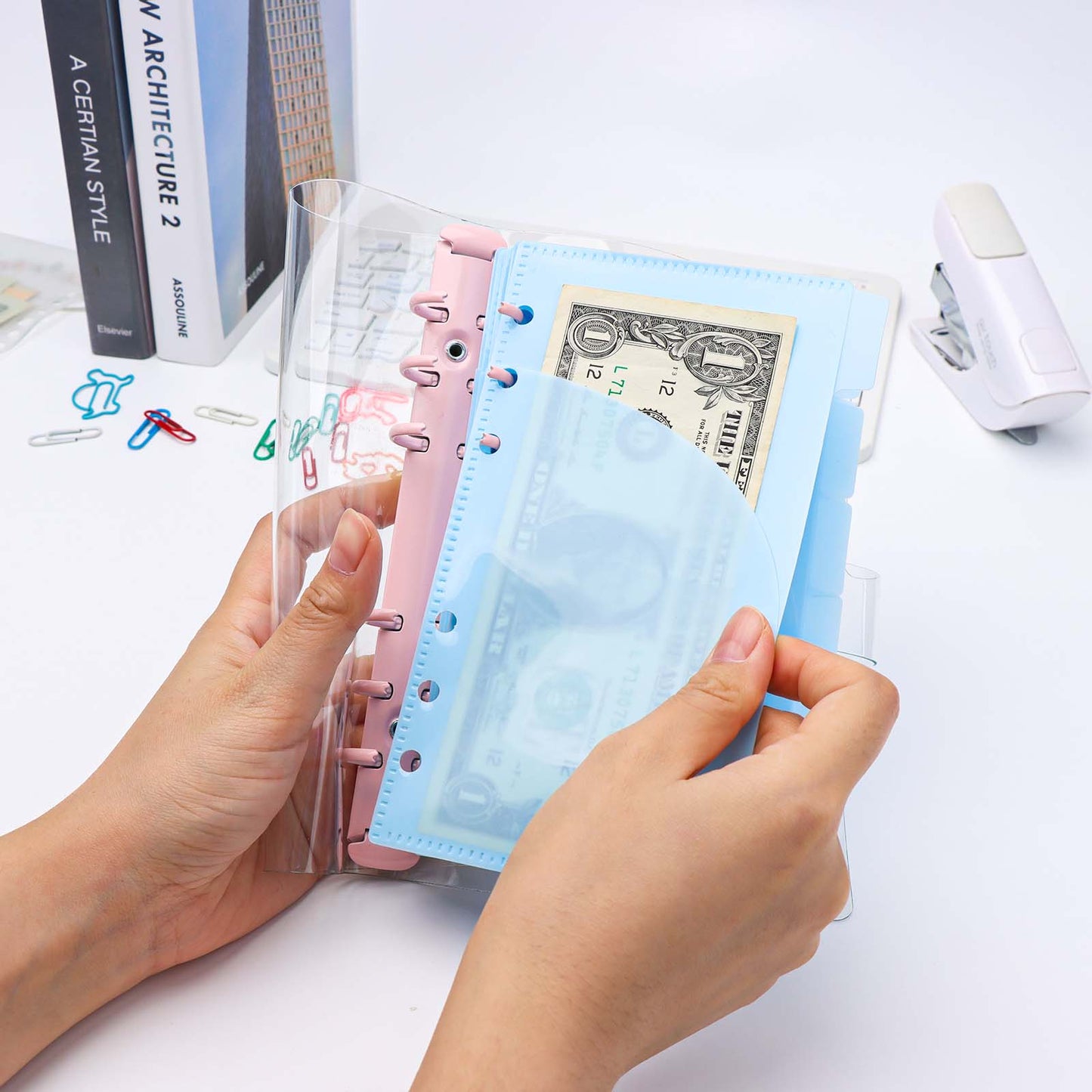 A6 A7 Cash Envelopes Double Pocket Budget Envelopes Zippless Cash Stuffing Envelopes 6 Holes Binder Pocket Divider