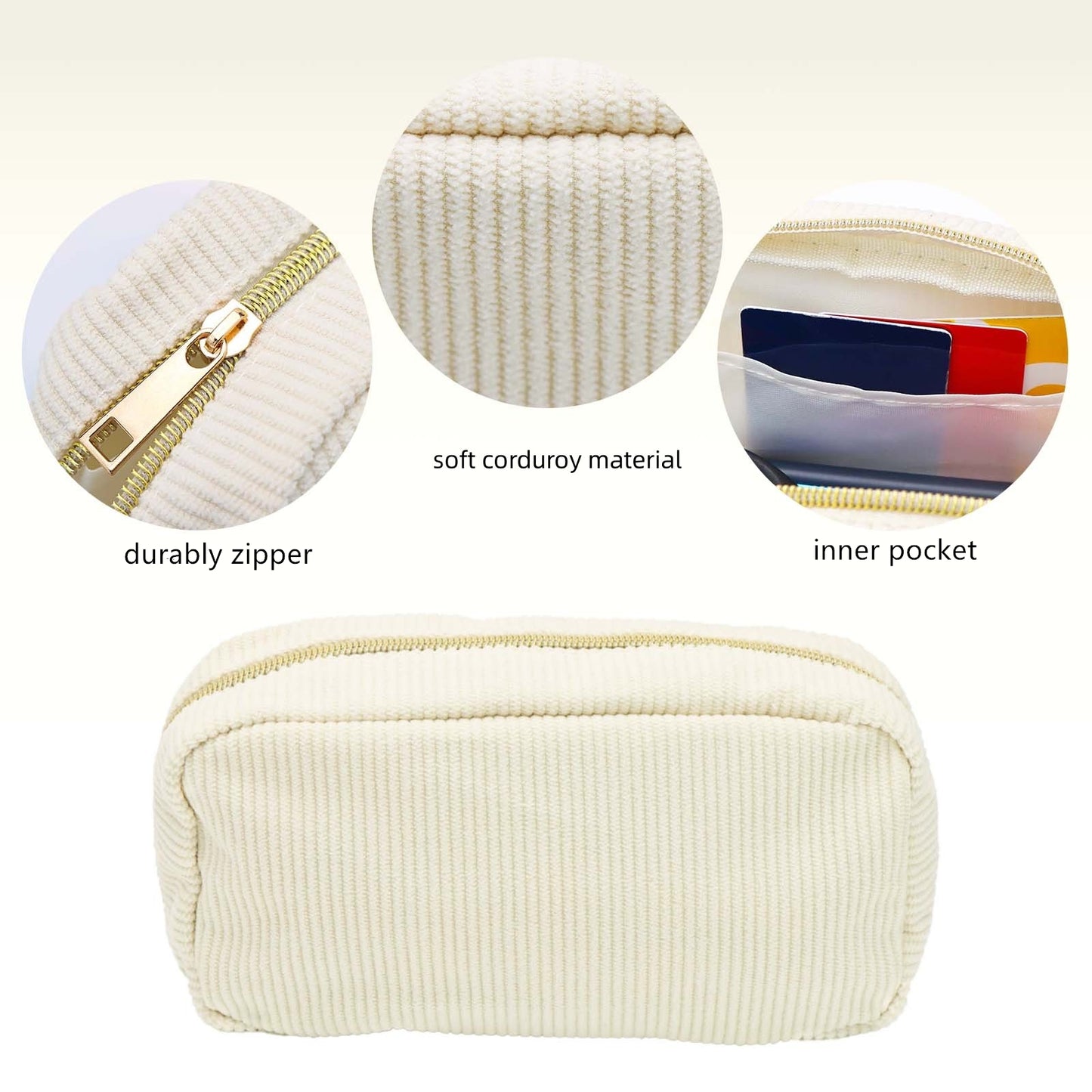 Corduroy Makeup Bag Solid Cosmetic Bag Brushes Organizer Travel Toiletry Zipper Pouch Storage Bag