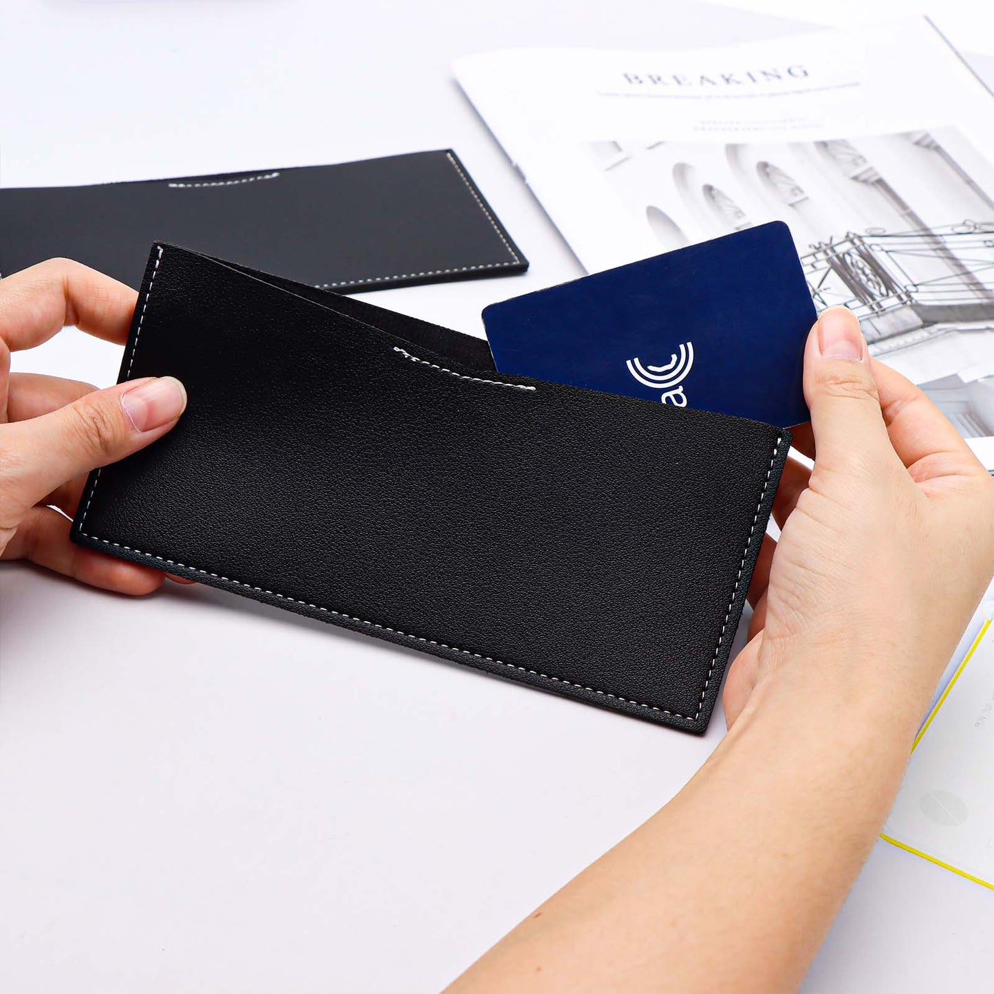 PU Leather Cash Envelope Wallet Zippless Cash Stuffing Wallet Reusable Money Organizer