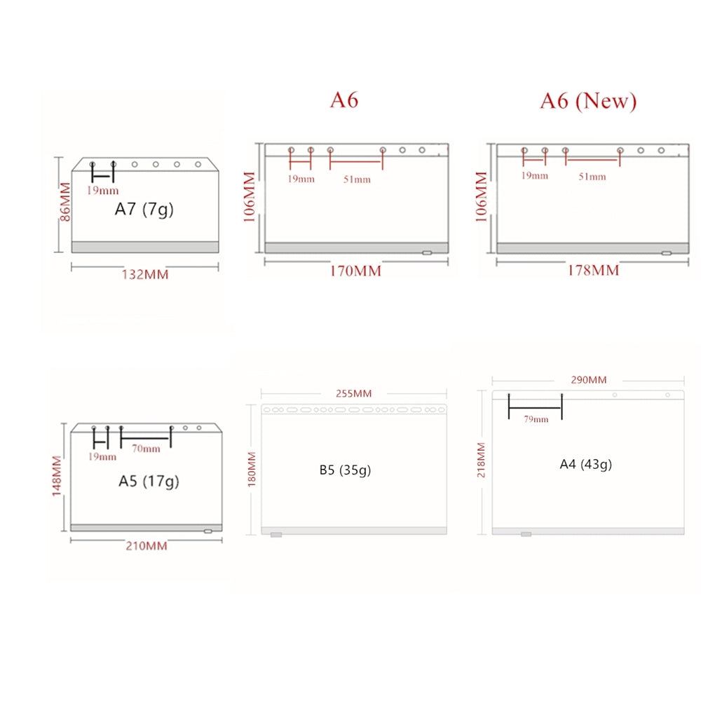 A4/A5/A6/A7/B5 12pcs Frosted Cash Envelopes PVC Budget Envelopes Translucent Zipper Pouch