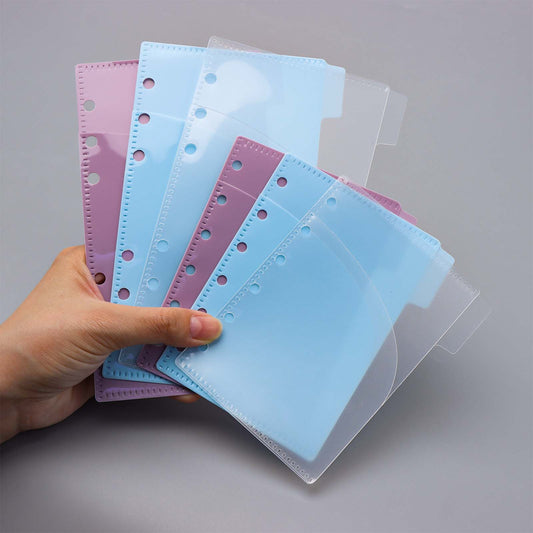 A6 A7 Cash Envelopes Double Pocket Budget Envelopes Zippless Cash Stuffing Envelopes 6 Holes Binder Pocket Divider