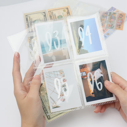 A5 Binder Pocket 25 Sheets 4-Pocket Photo Album Pouch Loose Leaf Photo Organizers for 6 Ring Binder