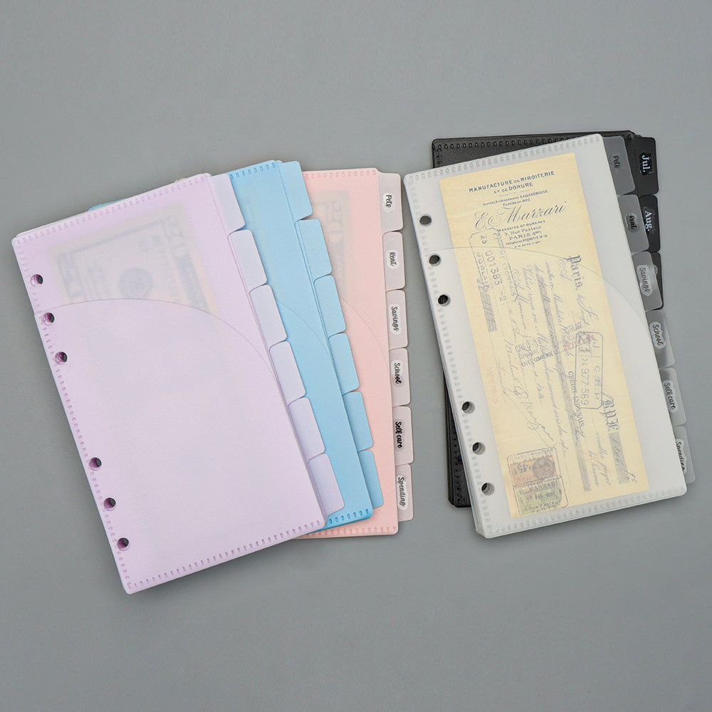 A6 Double Pockets 6 Tabs PP Cash Envelopes Dividers