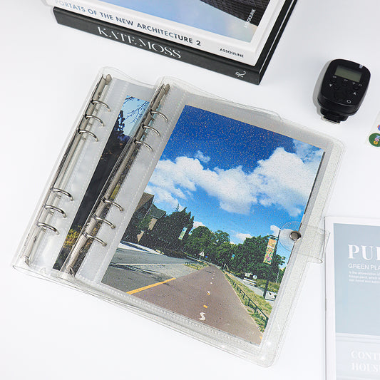 A5 Photocard Binder with 25pcs Photo Album Pouch PVC Loose Leaf Photocard Folder Refillable 6 Ring Binder