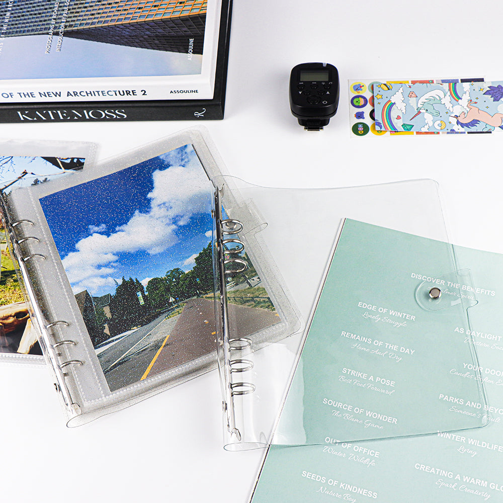 A5 Photocard Binder with 25pcs Photo Album Pouch PVC Loose Leaf Photocard Folder Refillable 6 Ring Binder