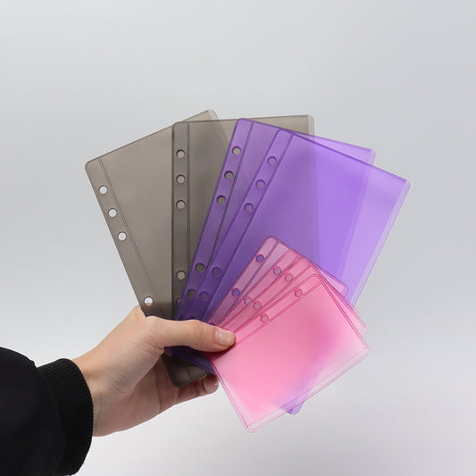 A6/Mini Binder Pockets 12pcs PVC Side Open Binder Pouches Money Holder Loose Leaf Cash Envelopes for Budgeting