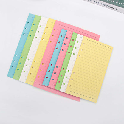 Colorful A5/A6 Lined Refill Paper 5 Colors Filler Paper 100 Sheets 6 Hole Planner Inserts Paper