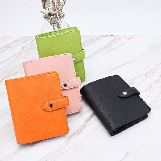 A7 Budget Binder PU Leather Cash Stuffing Binder Loose Leaf 6 Ring Binder Wallet with Snap Button