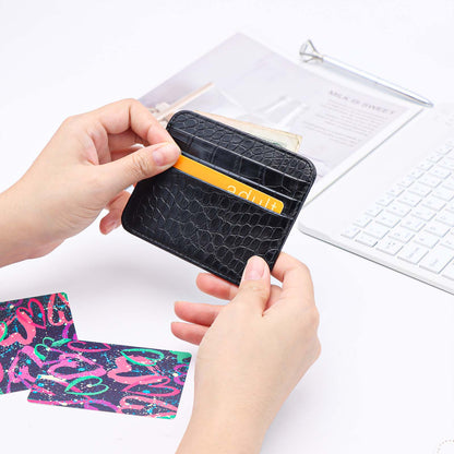 1pc Credit Card Holder Wallet PU Leather Slim Wallet Credit Card Case with 1 Pocket and 6 Card Slots