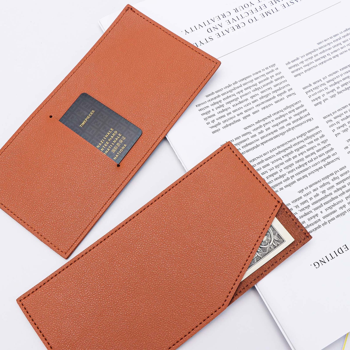 PU Leather Cash Envelopes Reusable Envelope Cash Wallet Money Card Holder