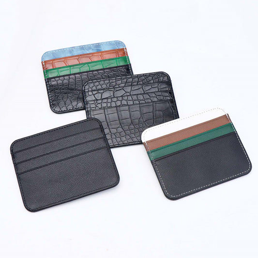 1pc Credit Card Holder Wallet PU Leather Slim Wallet Credit Card Case with 1 Pocket and 6 Card Slots