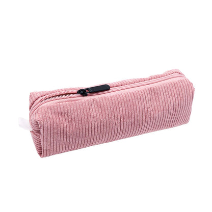 Corduroy Pencil Case Solid Zipper Pencil Pouch Soft Pen Bag Stationery Organizer Storage Bag