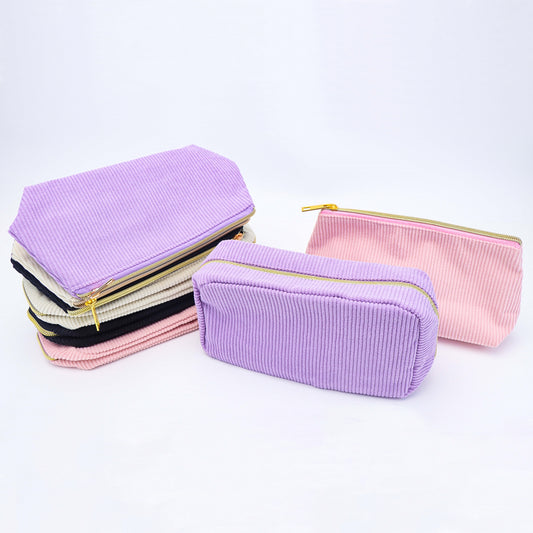 Corduroy Makeup Bag Solid Cosmetic Bag Brushes Organizer Travel Toiletry Zipper Pouch Storage Bag