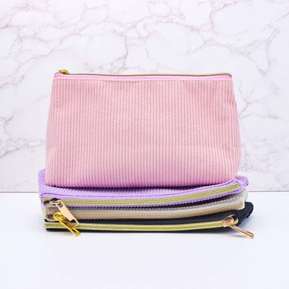 Corduroy Makeup Bag Solid Cosmetic Bag Brushes Organizer Travel Toiletry Zipper Pouch Storage Bag