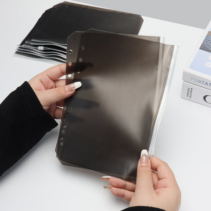 A5 A6 Binder Pocket Black Zipper Cash Envelopes 12pcs Money Organizer Document Filling Bags