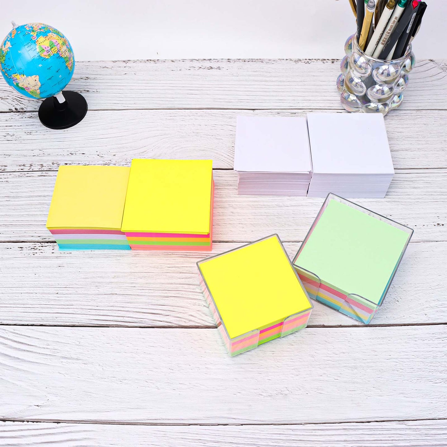 Non Sticky Notes 500 Sheets Note Pads with Clear Plastic Note Holder Reminders Memo Pad