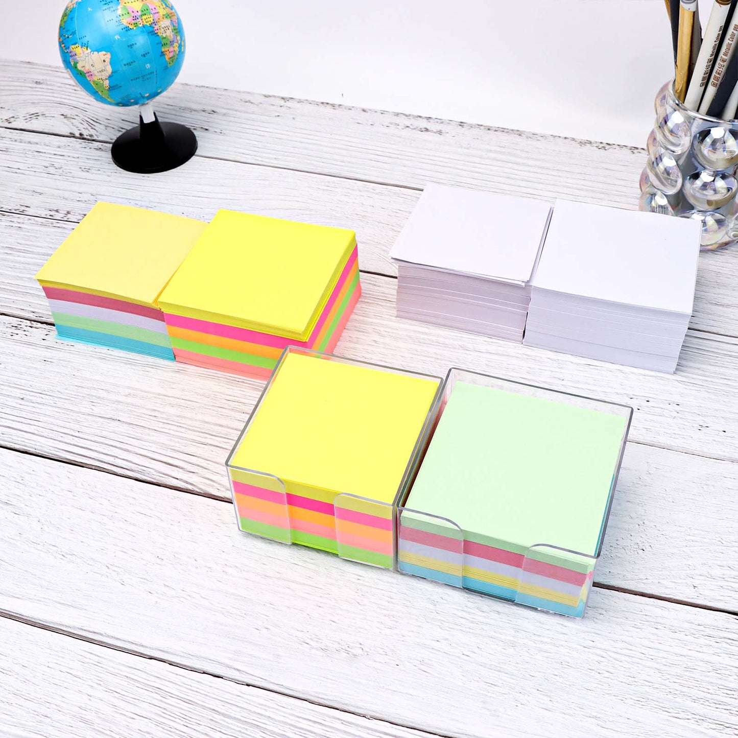 Non Sticky Notes 500 Sheets Note Pads with Clear Plastic Note Holder Reminders Memo Pad