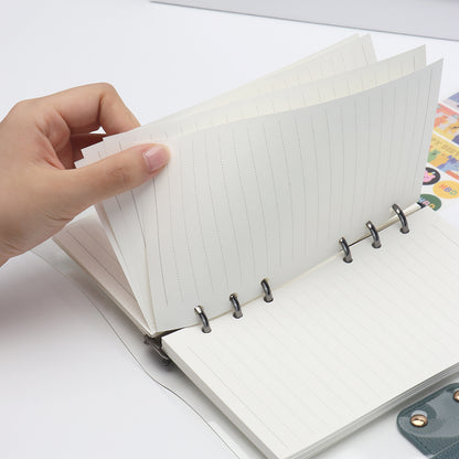 A5 A6 Snap Closure Clear PVC Notebook with 90 Sheets Refillable Insert Paper Refills